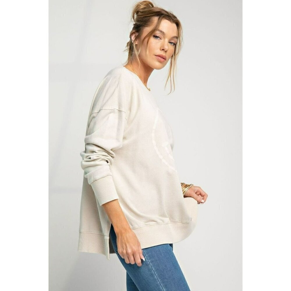 Don't Forget to Smile Mineral Wash Top in Khaki - Picture 3 of 5